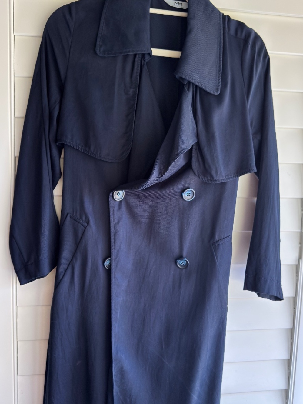 Meilleur Moments Navy Double-Breasted Long Sleeve Trench Coat